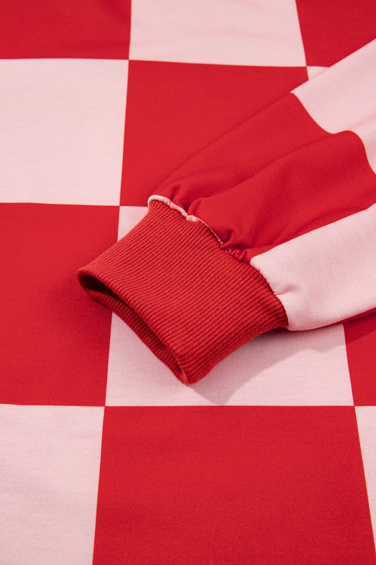 Checkered Long Sleeve Solid Color Shorts Set