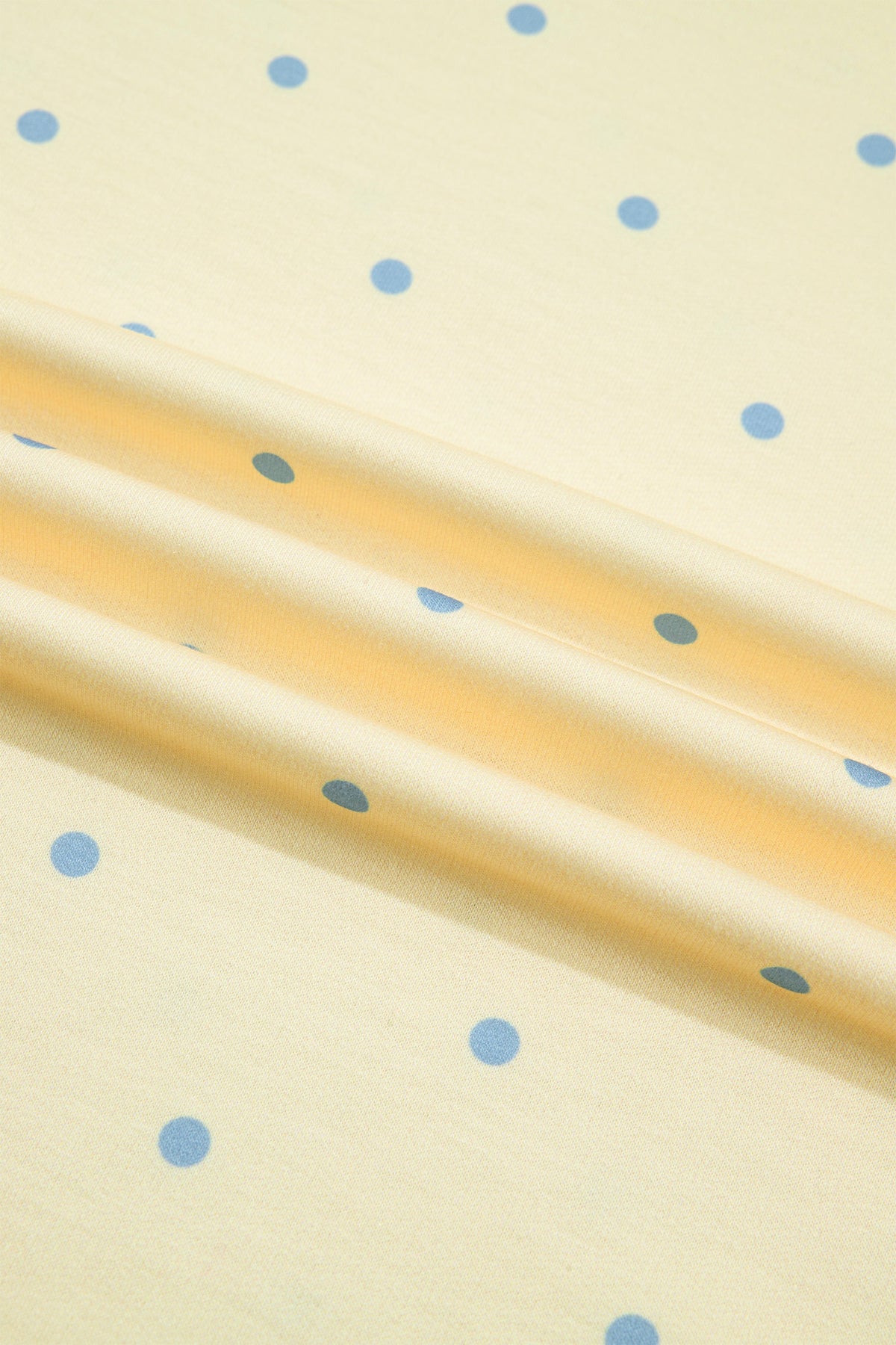 Yellow Polka Dot Print Piping Trim Relaxed Top
