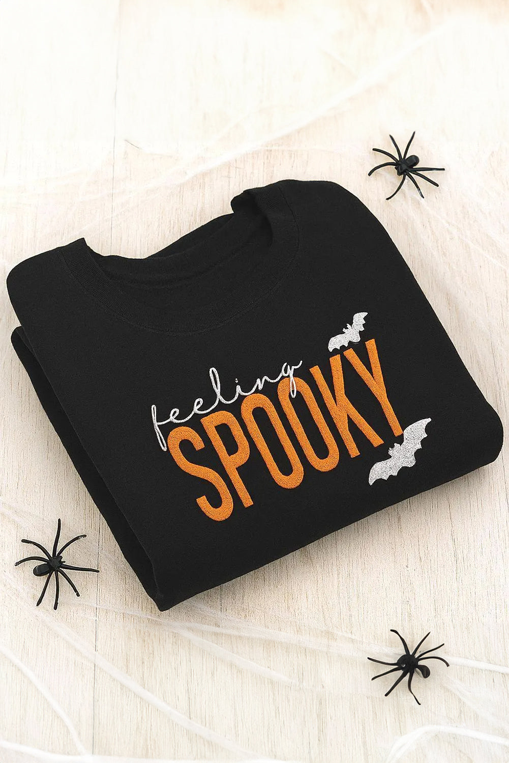Feeling Spooky Halloween Embroidered Graphic Baggy Sweatshirt