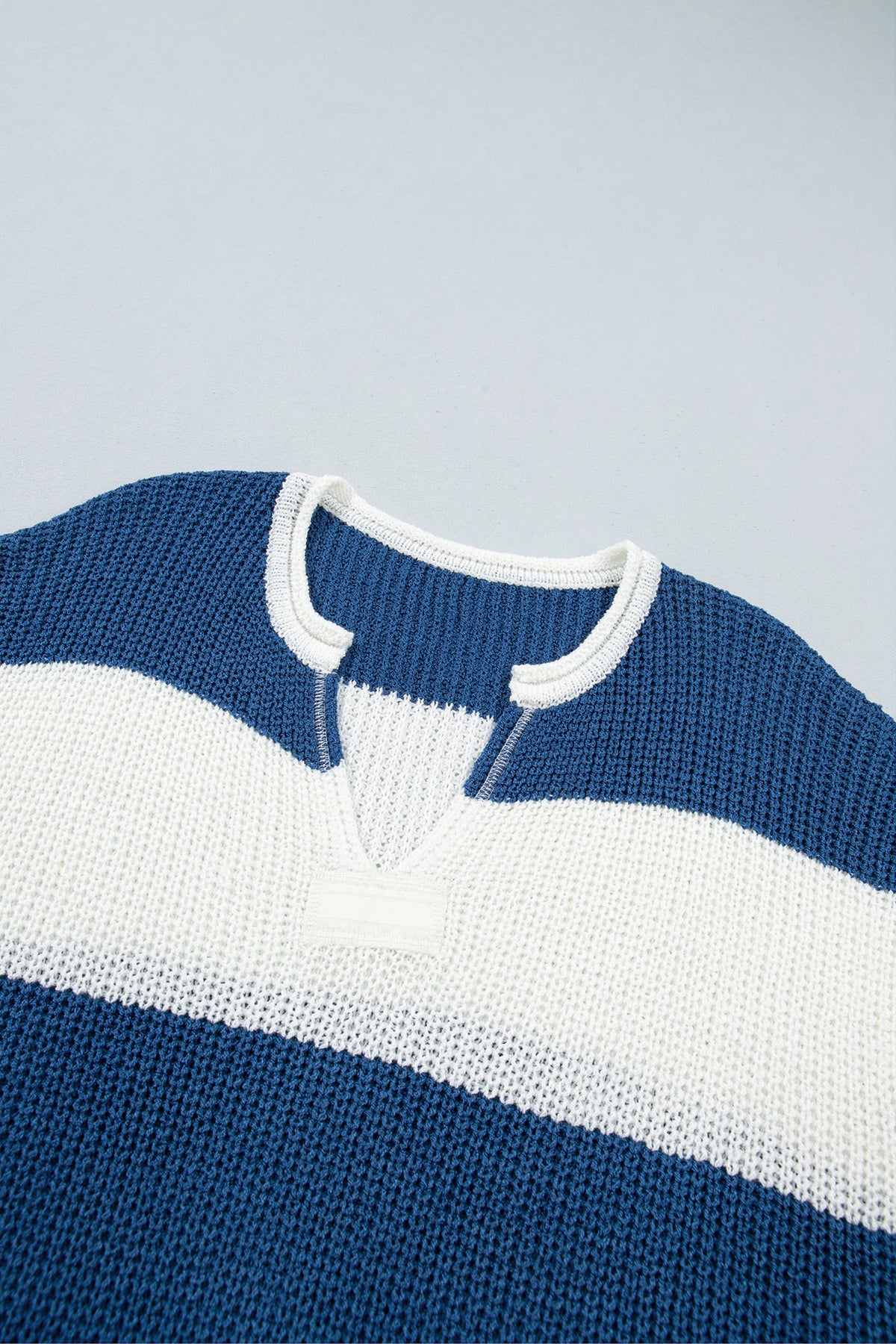 Stripe Striped Colorblock Knit V Neck Short Sleeve Loose Sweater
