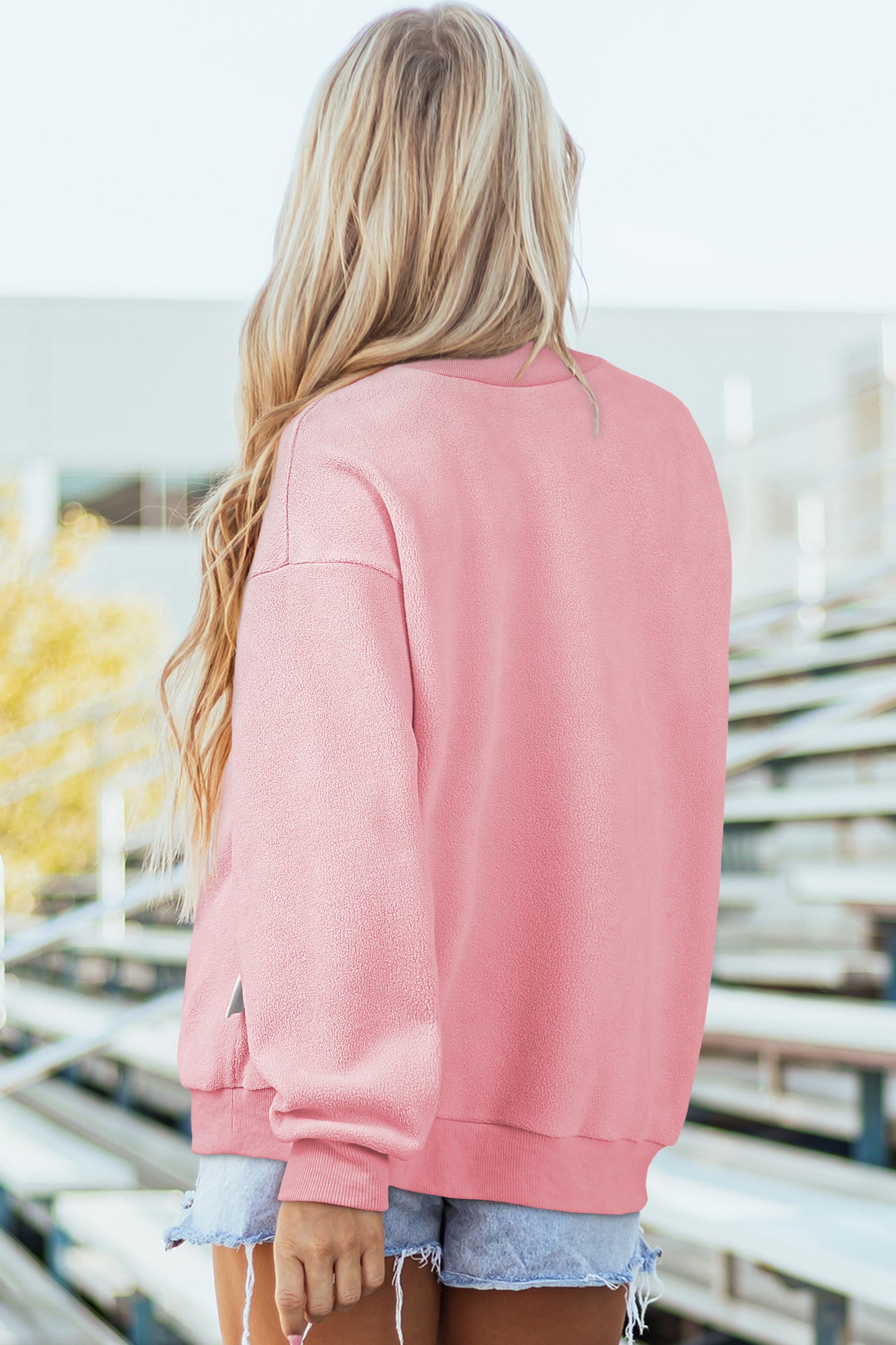 Oversized Drop Shoulder Reversible Mock Neck Sweatshirt