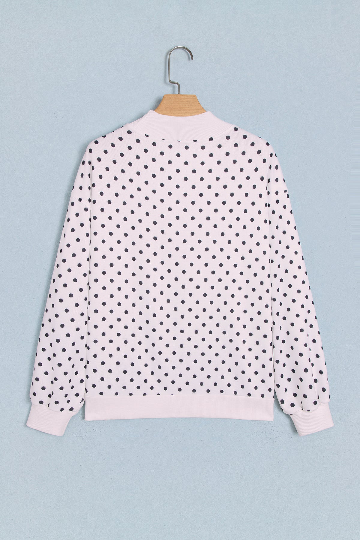 Casual Polka Dot Mock Neck Sweatshirt