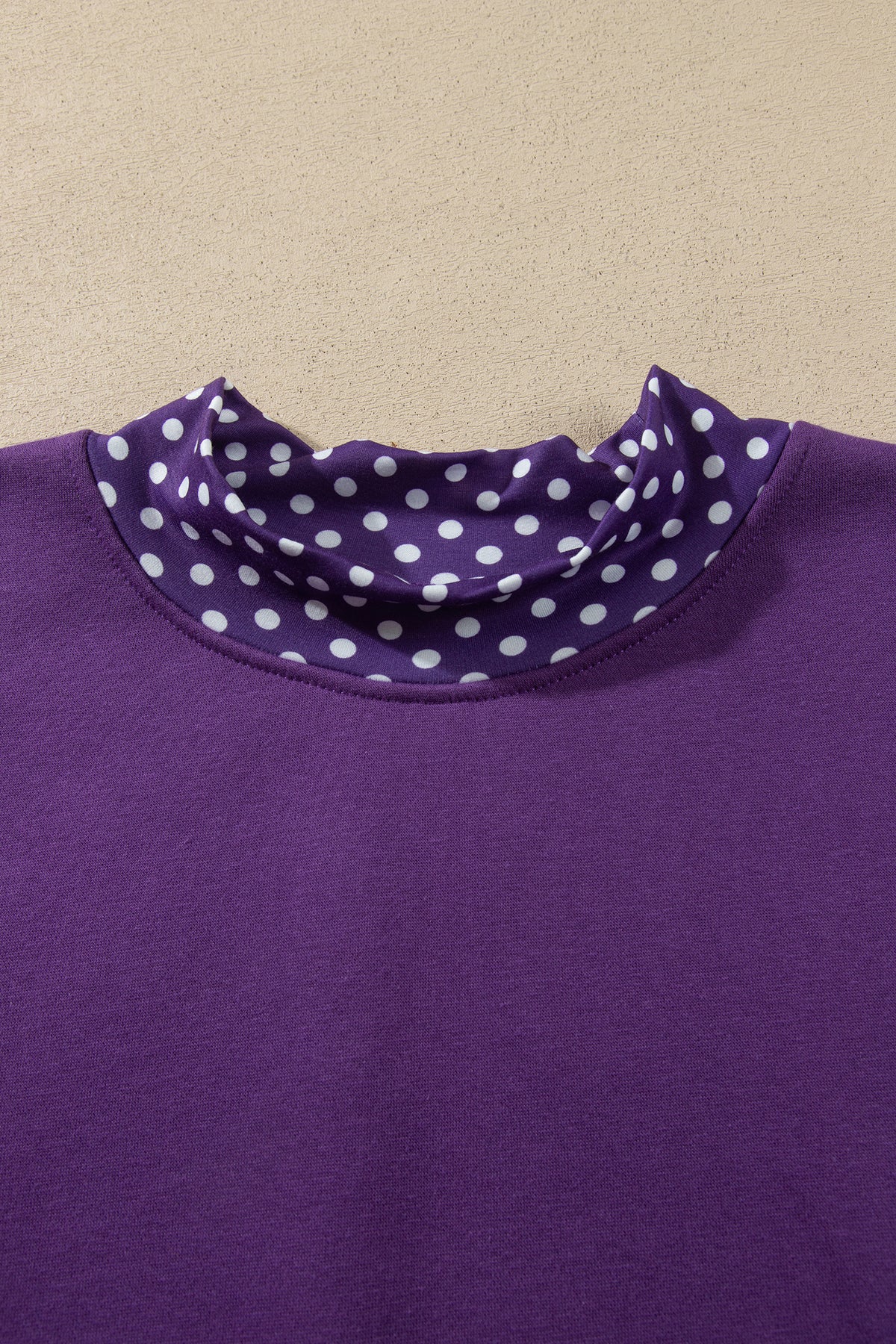 Polka Dot Patchwork Round Neck Plus Size Sweatshirt