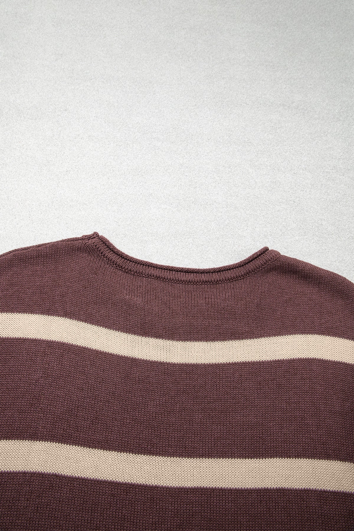 Striped Knit Short Sleeve Sweater