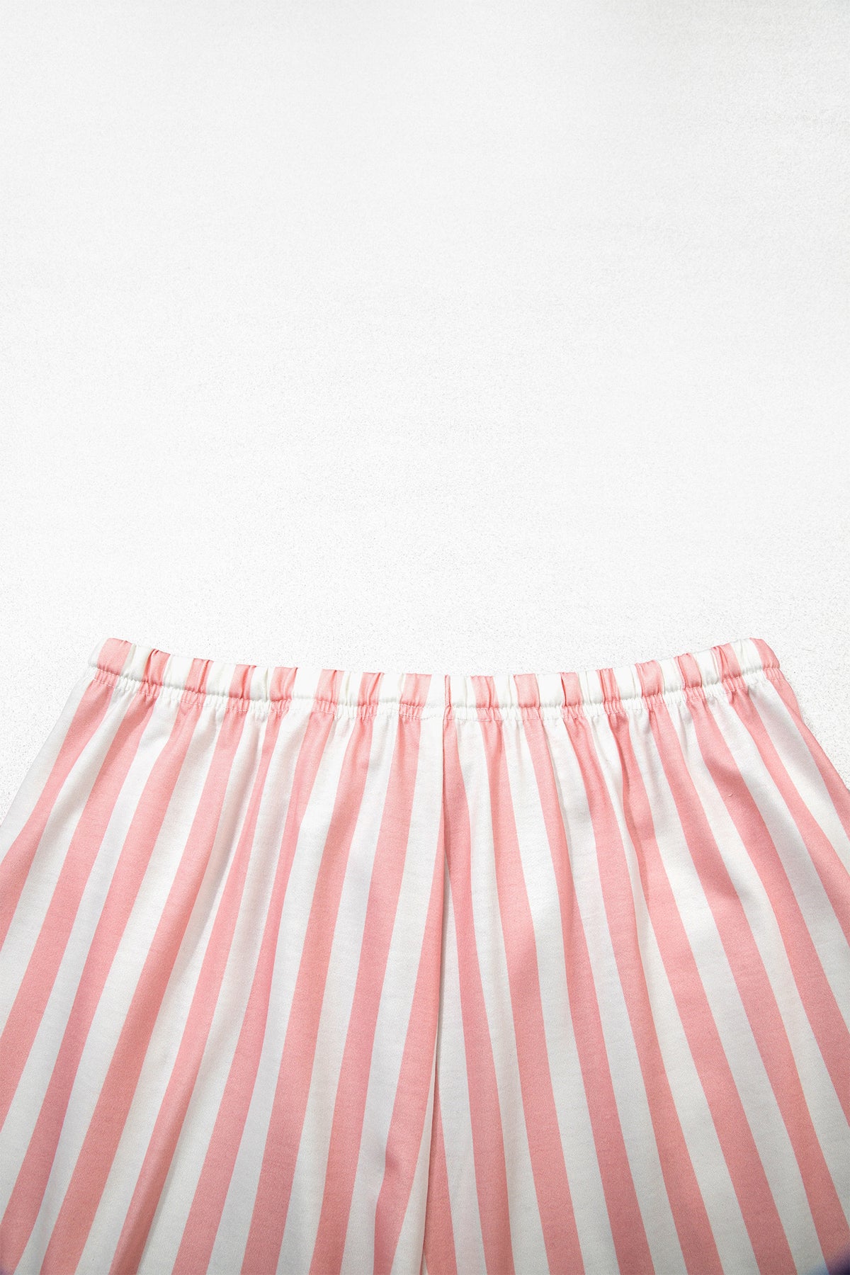 Striped Color Block Pullover Top Drawstring Shorts Set
