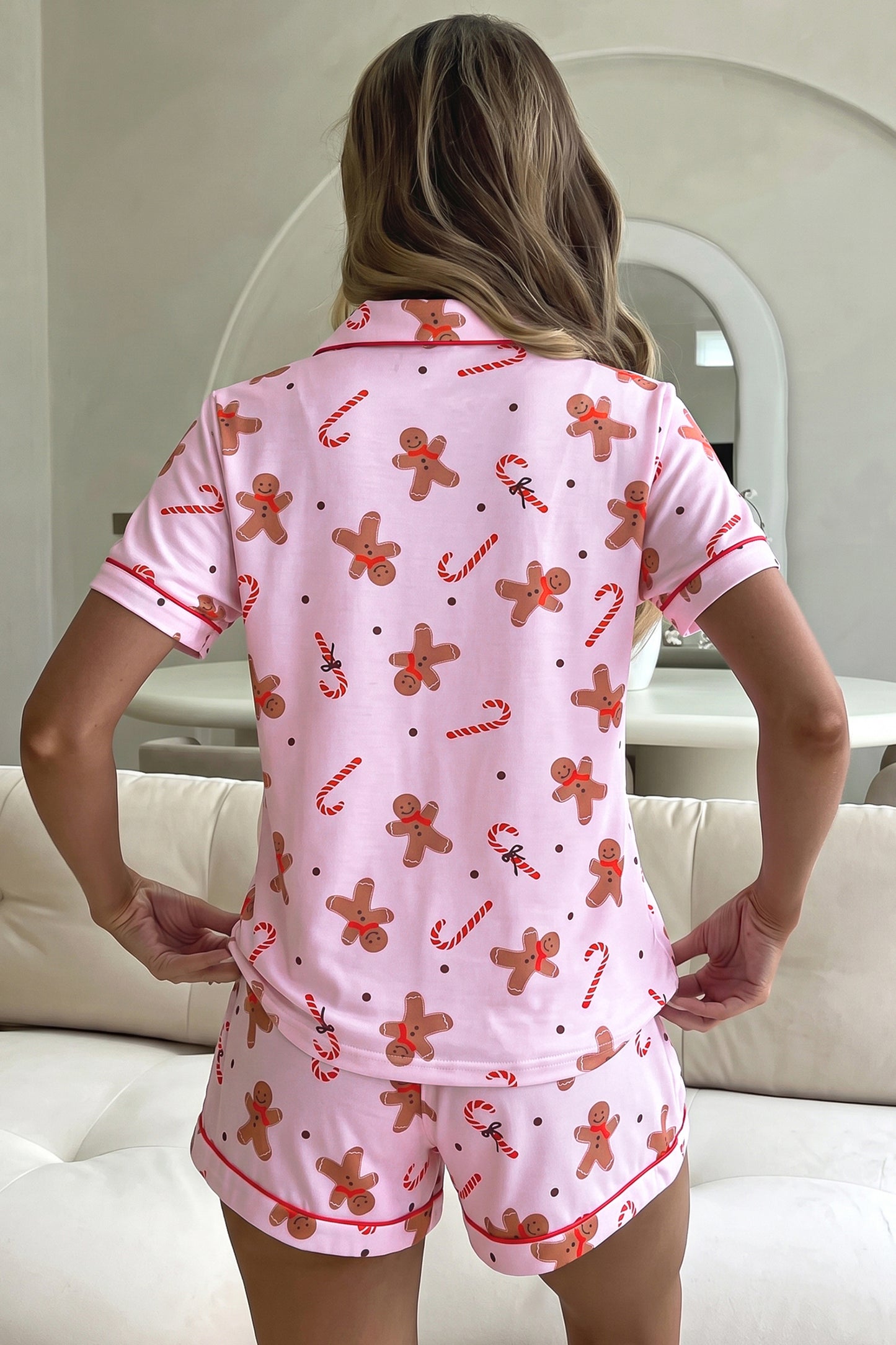 Pink Short Sleeve Lounge Set