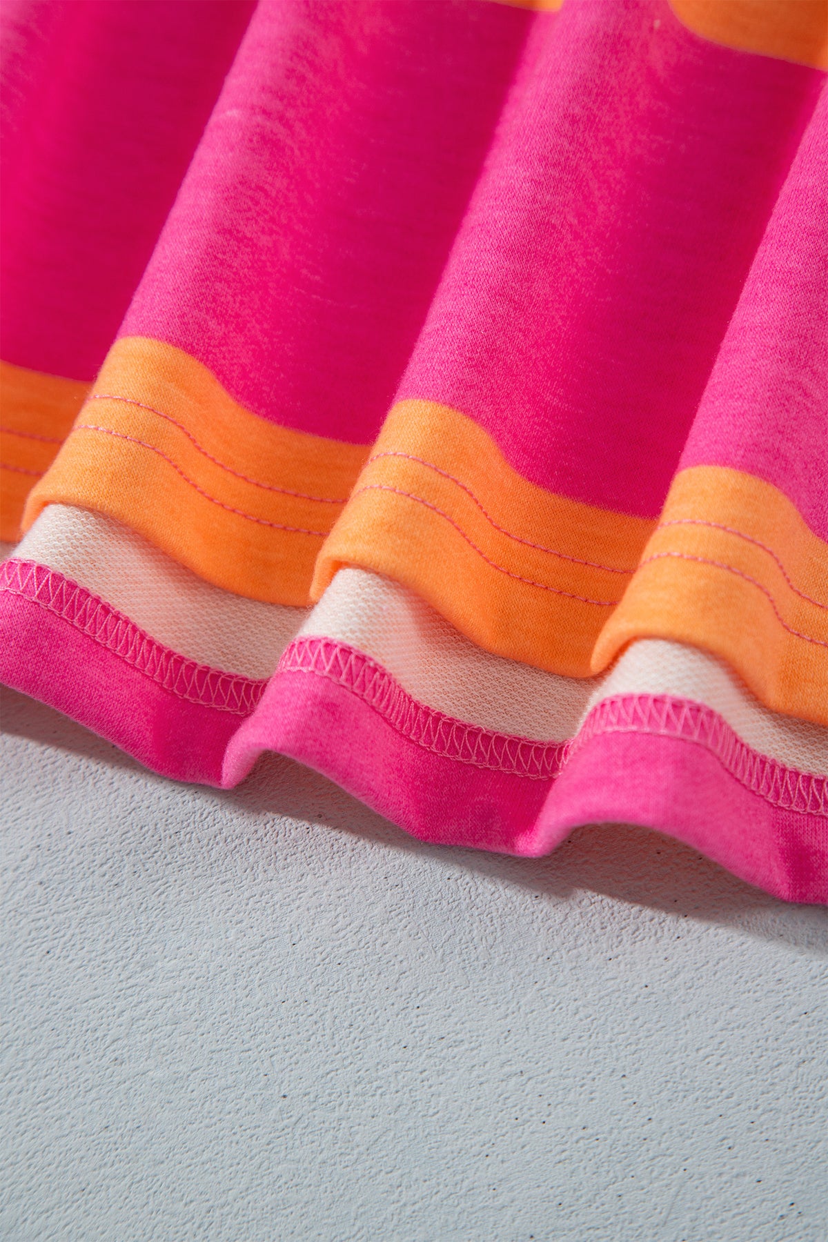 Pink + Orange Stripe Plus Size Long Sleeve Top Drawstring Short Set
