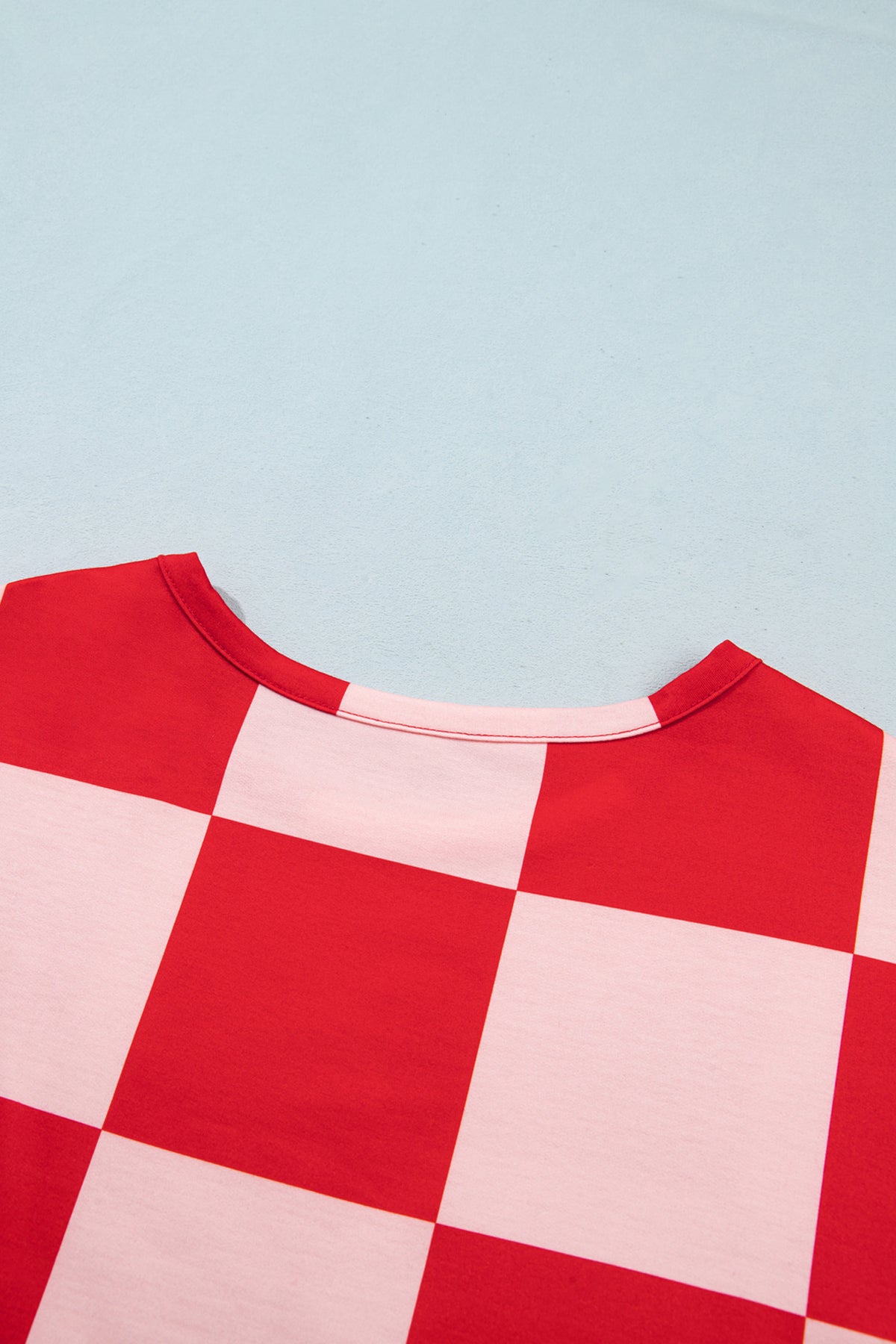 Checkered Long Sleeve Solid Color Shorts Set