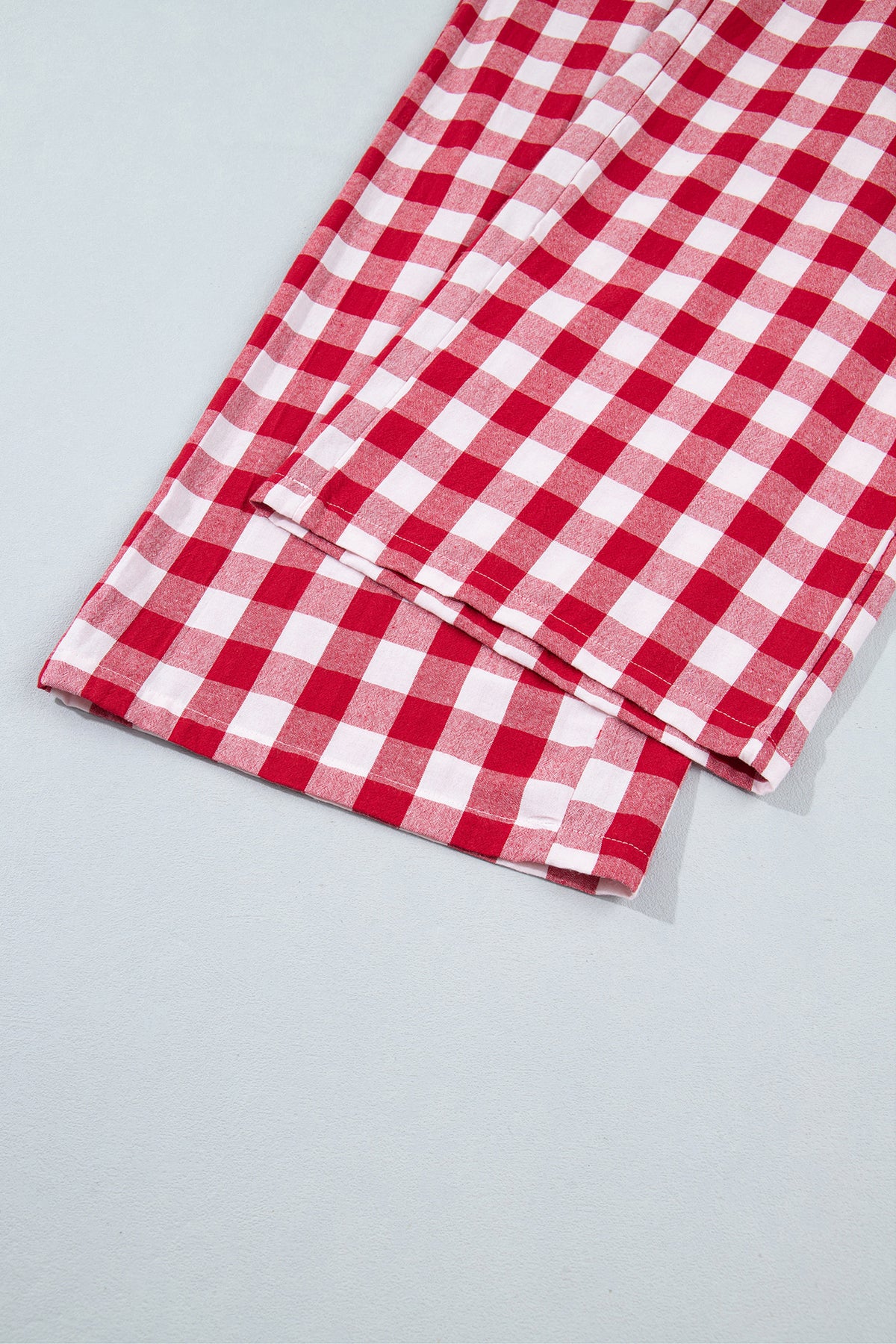 Gingham Plaid Tie Elastic Waist Shift Pants