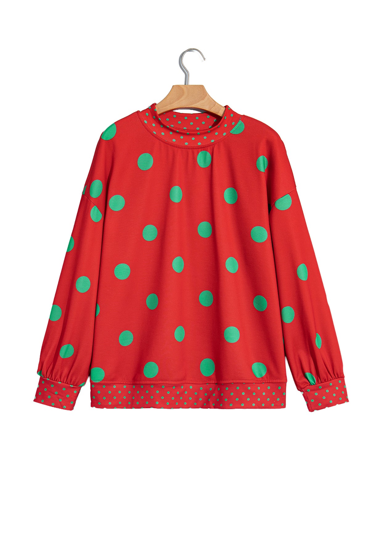 Polka Dot Print Contrast Detail Oversized Sweatshirt
