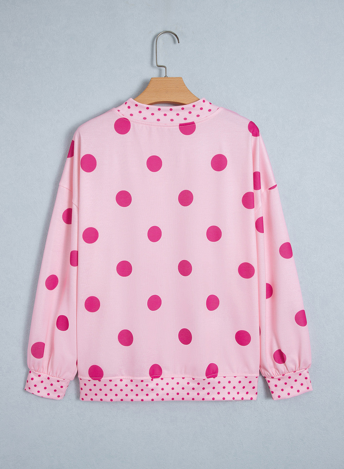 Polka Dot Print Contrast Detail Oversized Sweatshirt