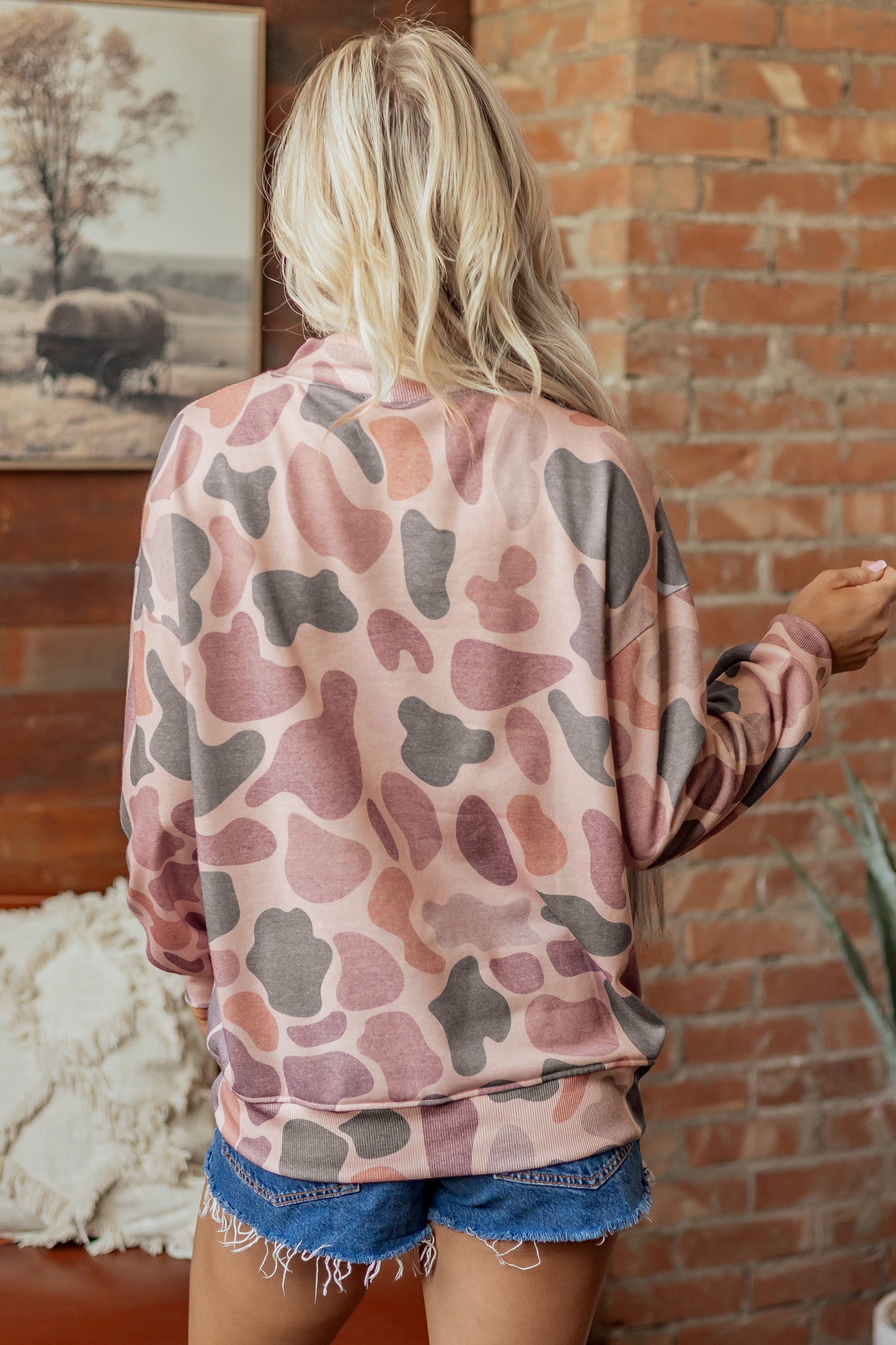 Camouflage Western Style Pullover Sweatshirt