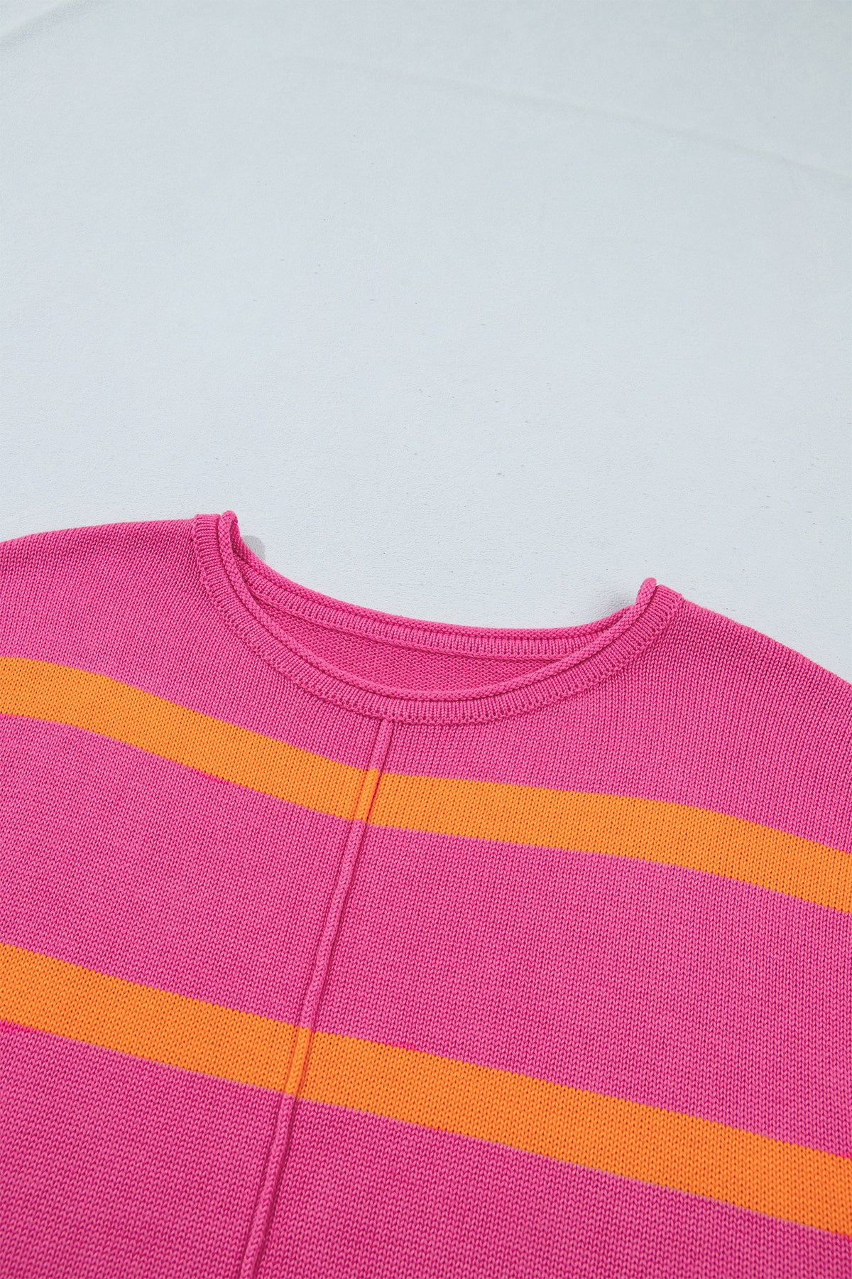 Striped Knit Short Sleeve Sweater