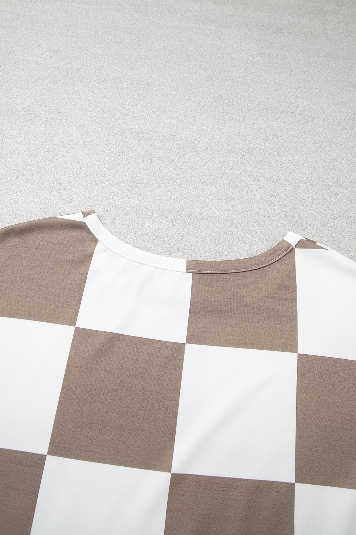 Checkered Contrast Long Sleeve Top Solid Shorts Set