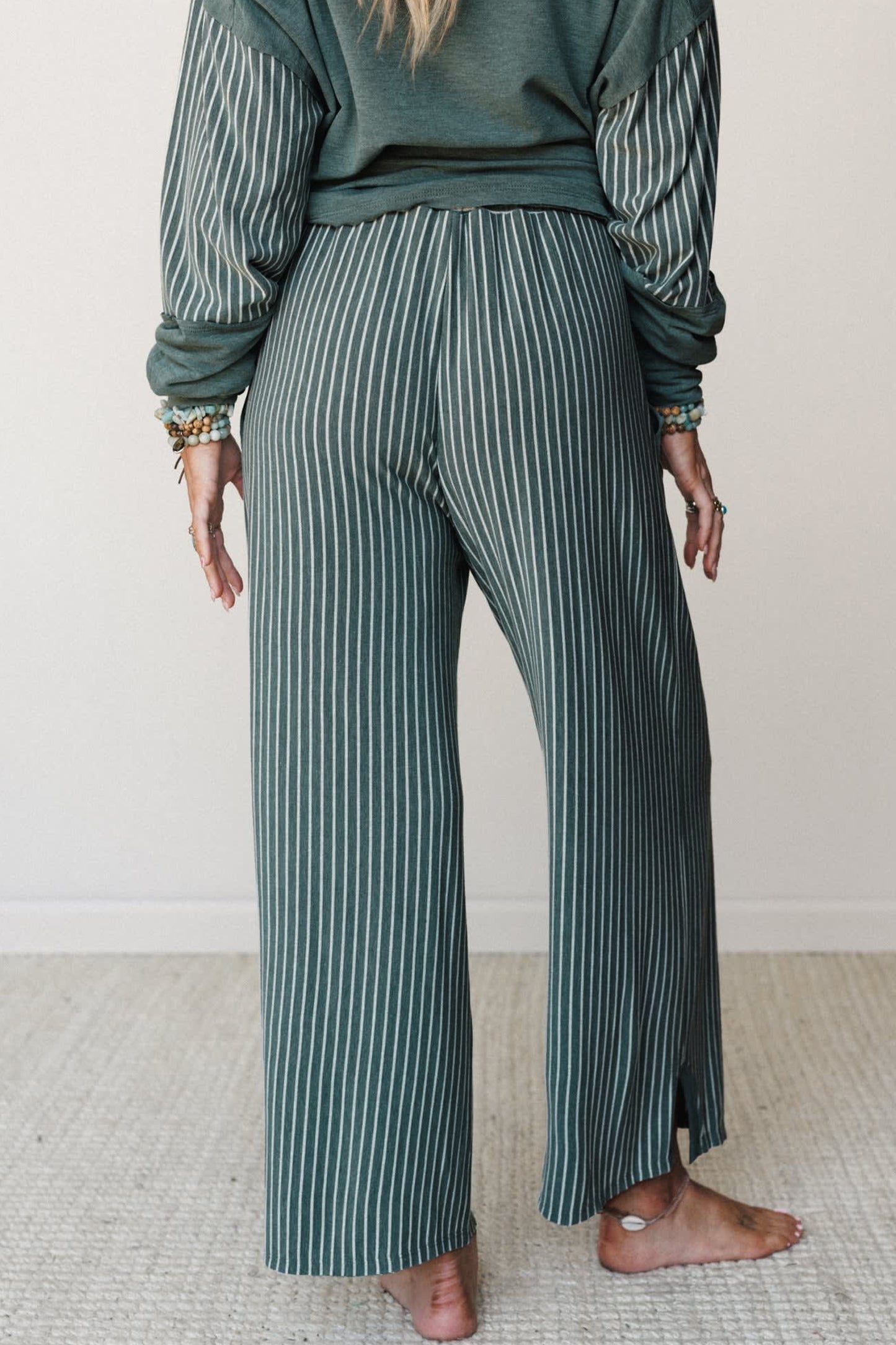 Fushia Raw Seam Patchwork Long Sleeve Top Pocket Casual Pants 2pcs Set