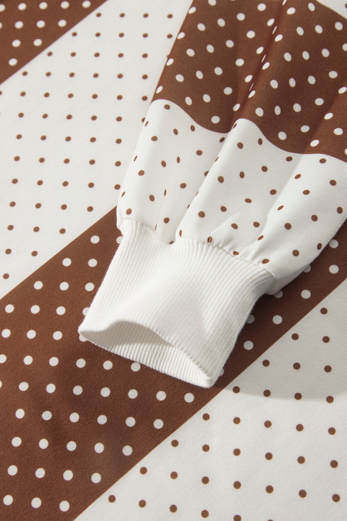Polka Dot Patchwork Colorblock Long Sleeve Top