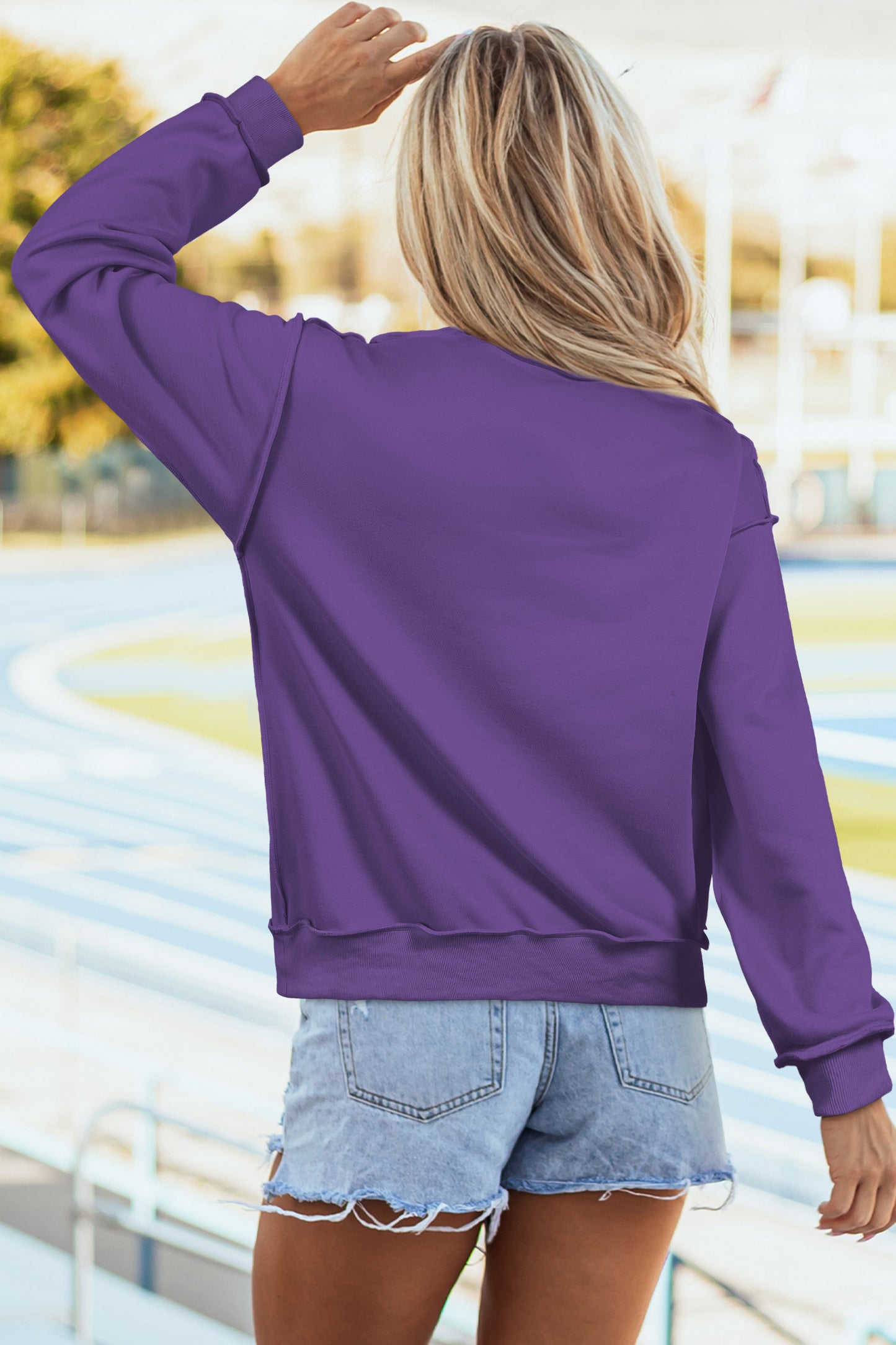 Oversized Drop Shoulder Reversible Mock Neck Sweatshirt