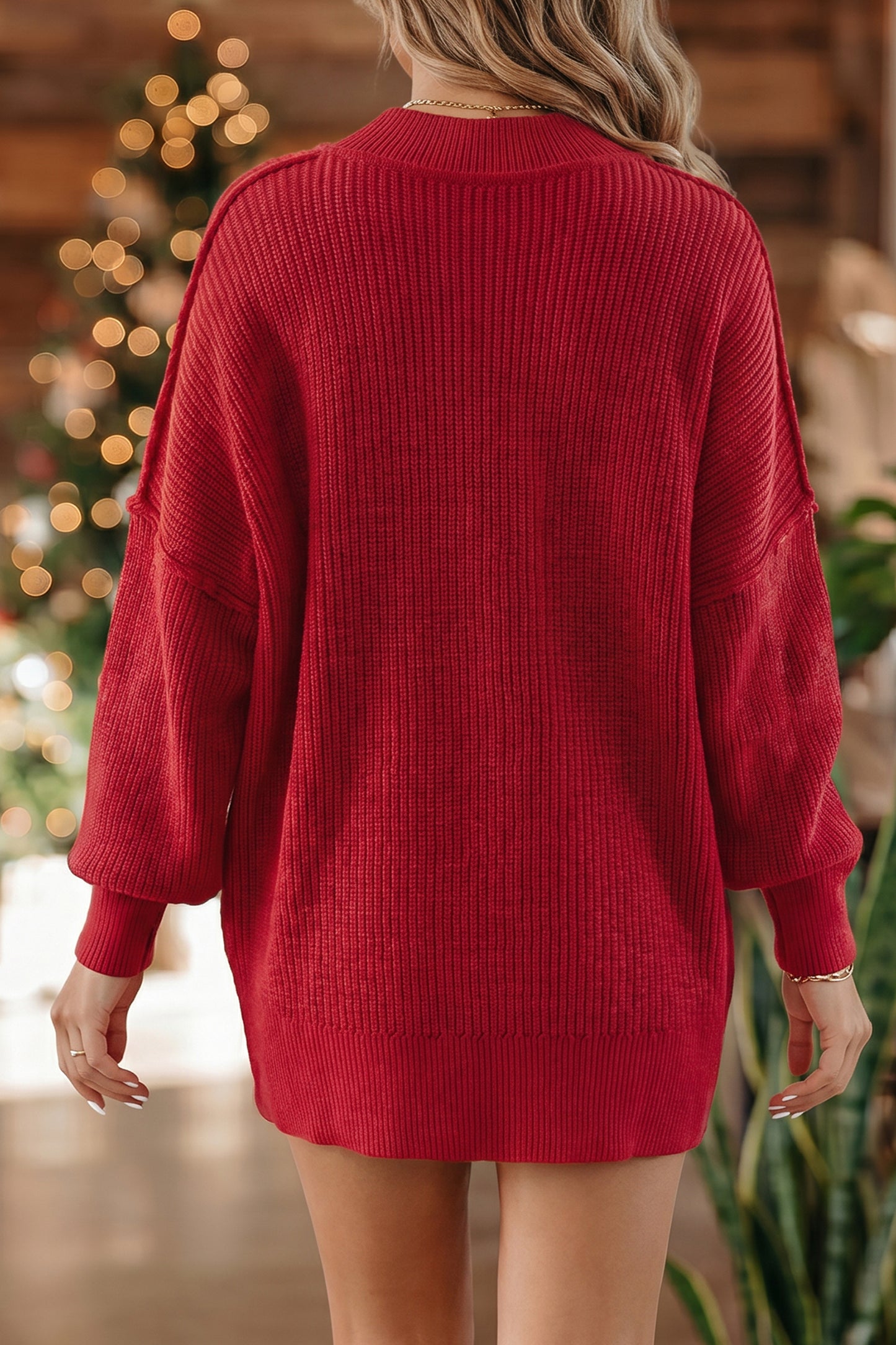 Orchid Bouquet Long Sleeve Ribbed Knit Stand Neck Regular Fit Sweater