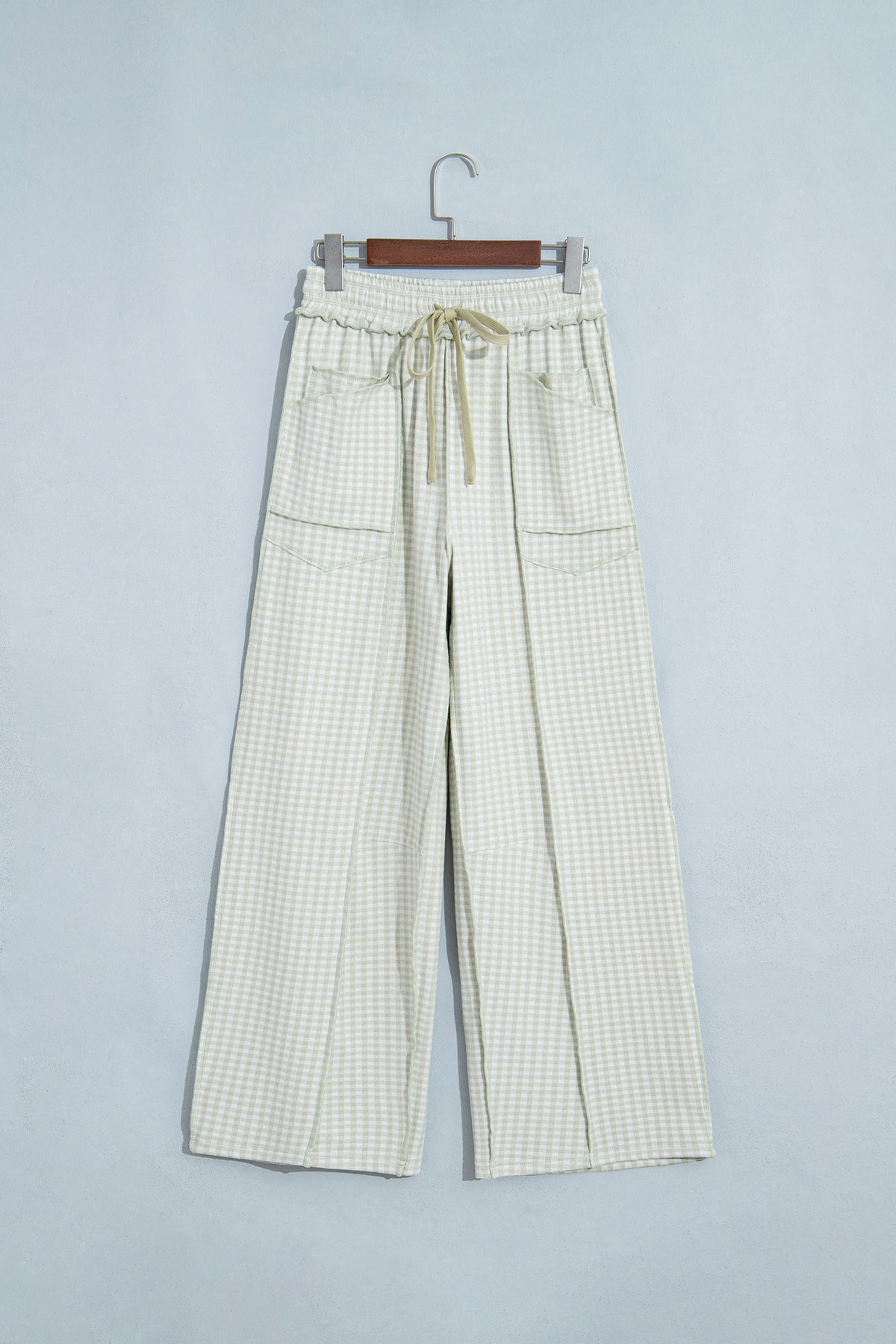 Plaid Contrast Trim Drawstring Elastic Waist Shift Pants