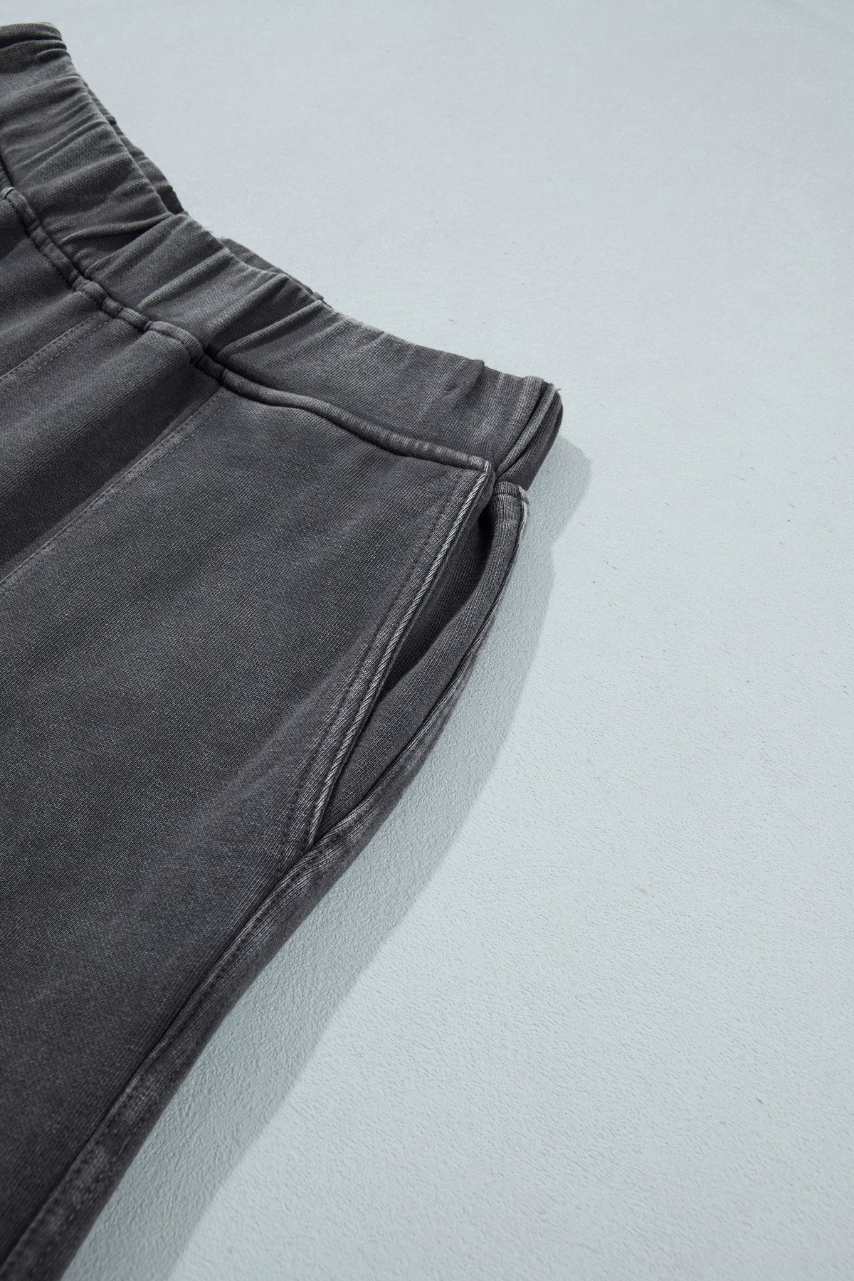 Mineral Wash Seam Detail Elastic Waist Barrel Pants