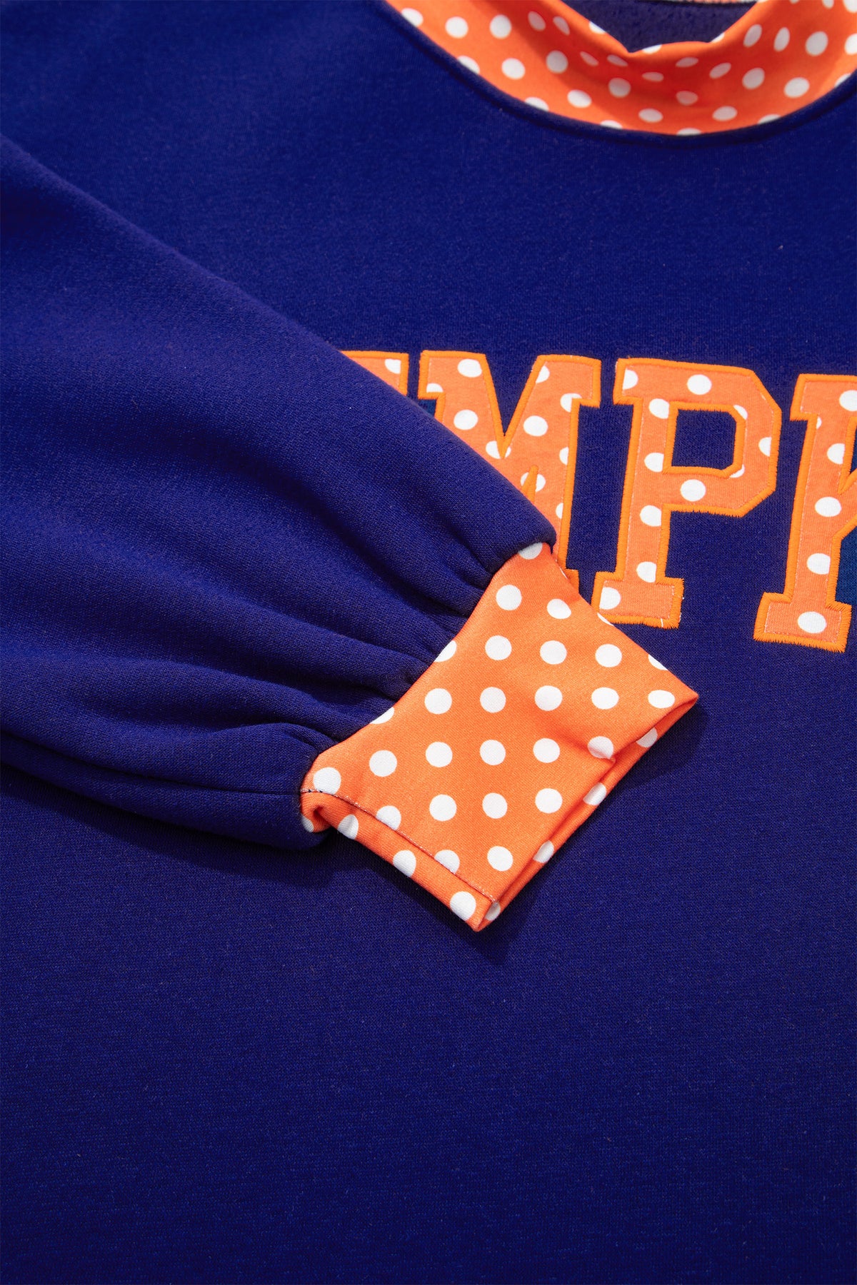 Polka Dot Letter Print Contrast Trim Mock Neck Sweatshirt