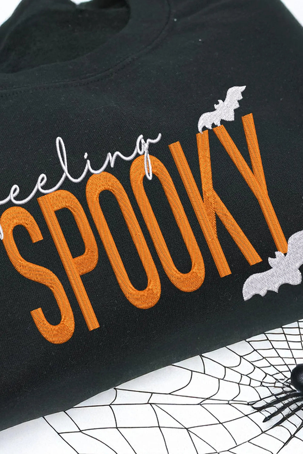 Feeling Spooky Halloween Embroidered Graphic Baggy Sweatshirt