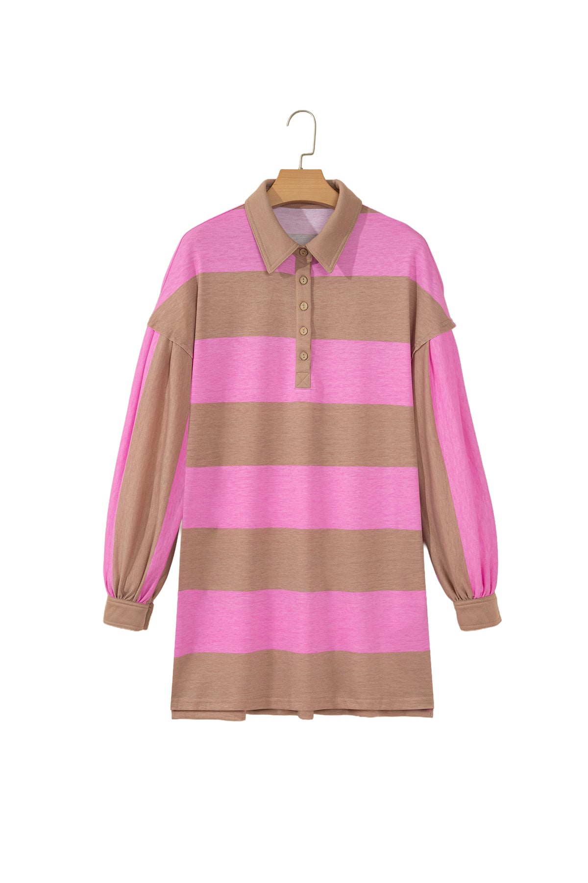Striped Striped Button Long Sleeve Dress