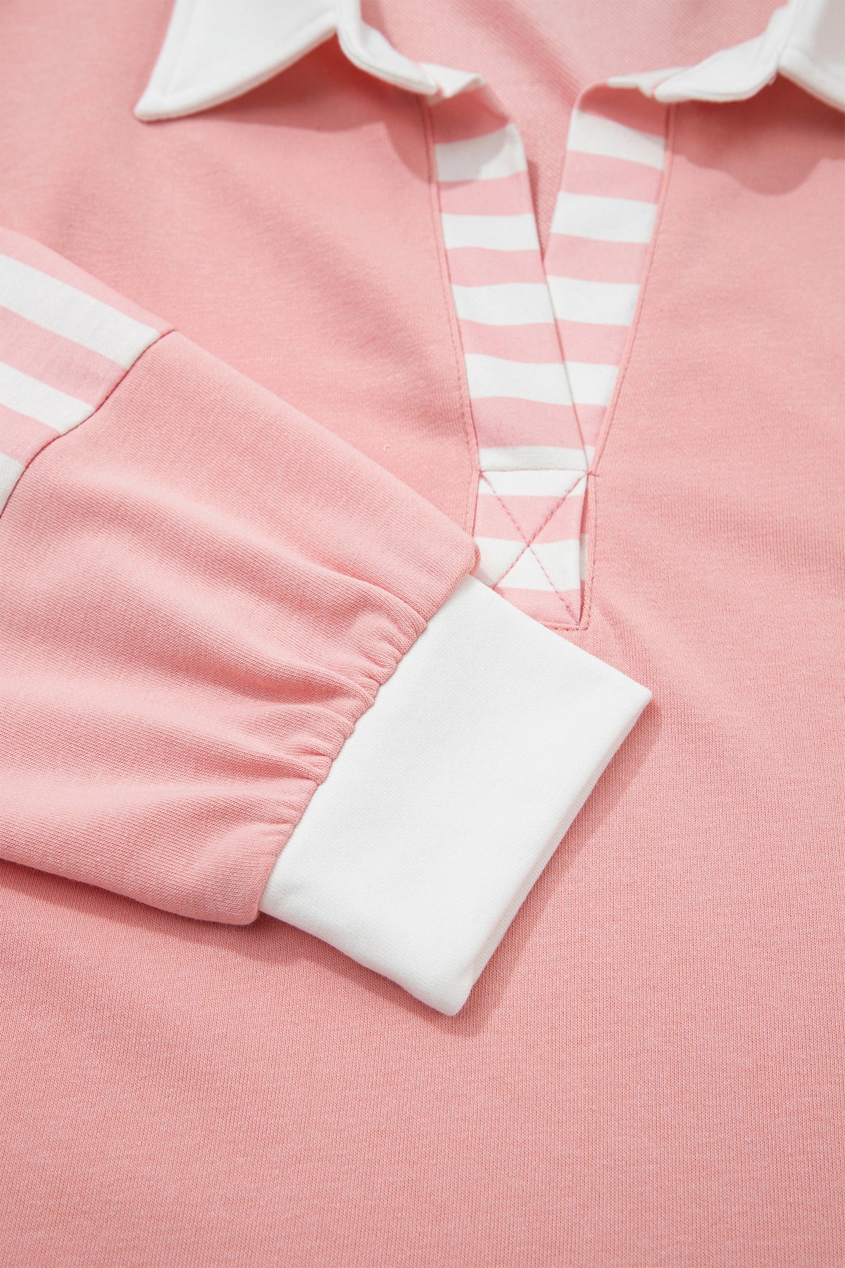 Striped Color Block Pullover Top Drawstring Shorts Set
