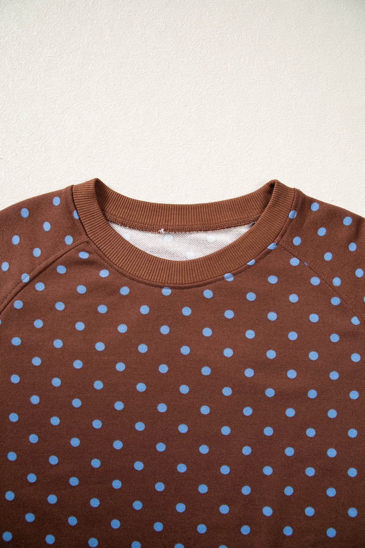 Polka Dot Drawstring Wide Leg Long Sleeve Top Pant Set