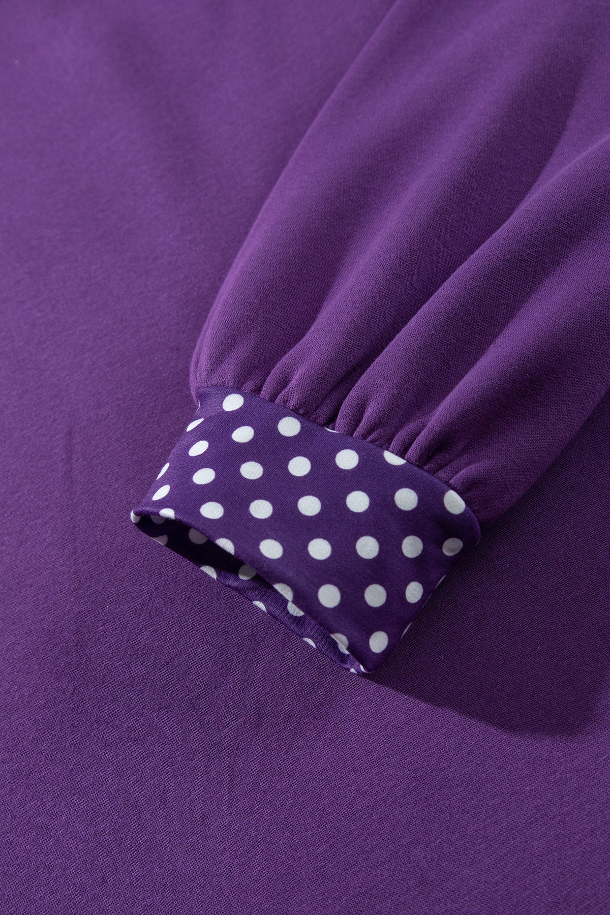 Polka Dot Patchwork Round Neck Plus Size Sweatshirt