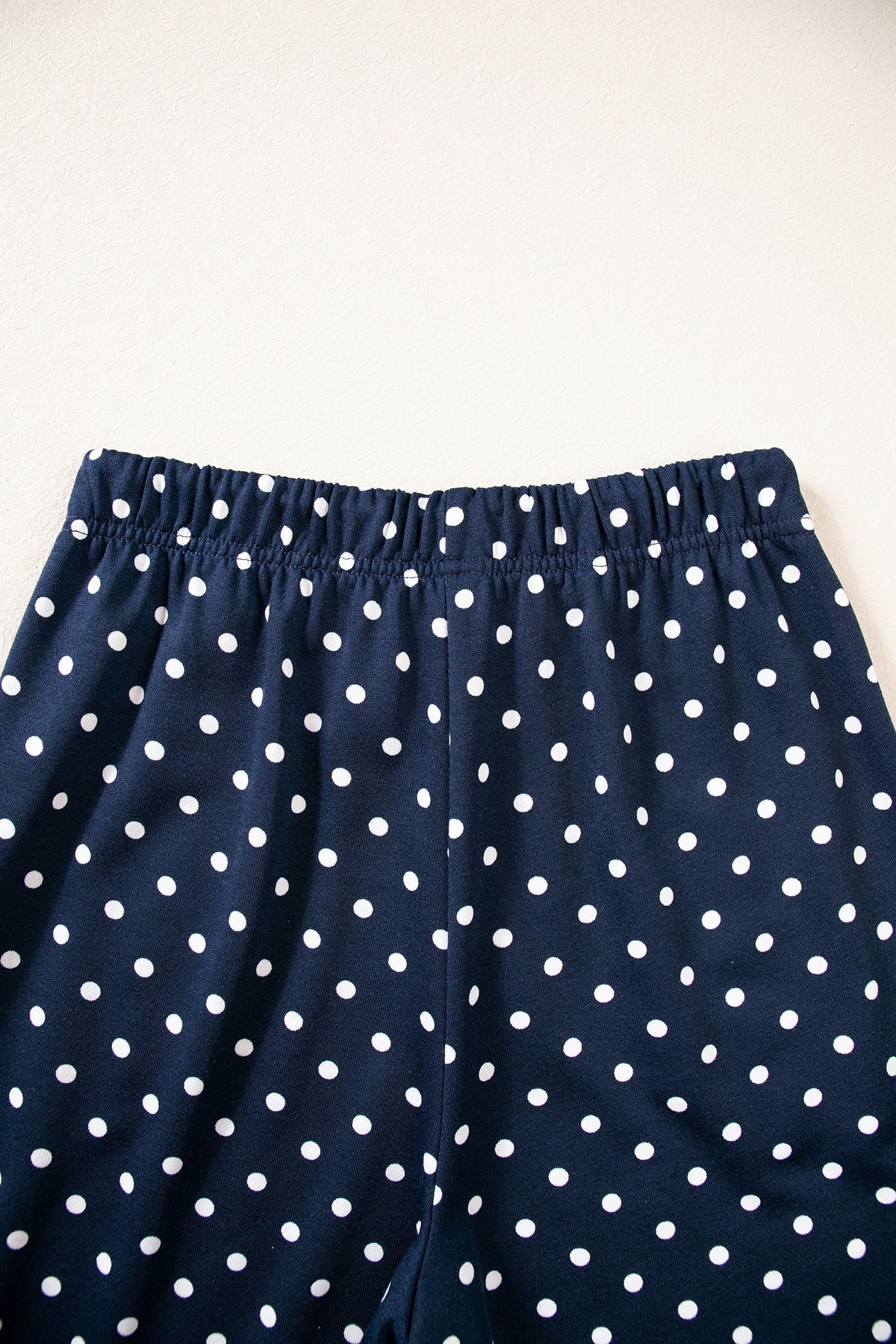Polka Dot Drawstring Wide Leg Long Sleeve Top Pant Set