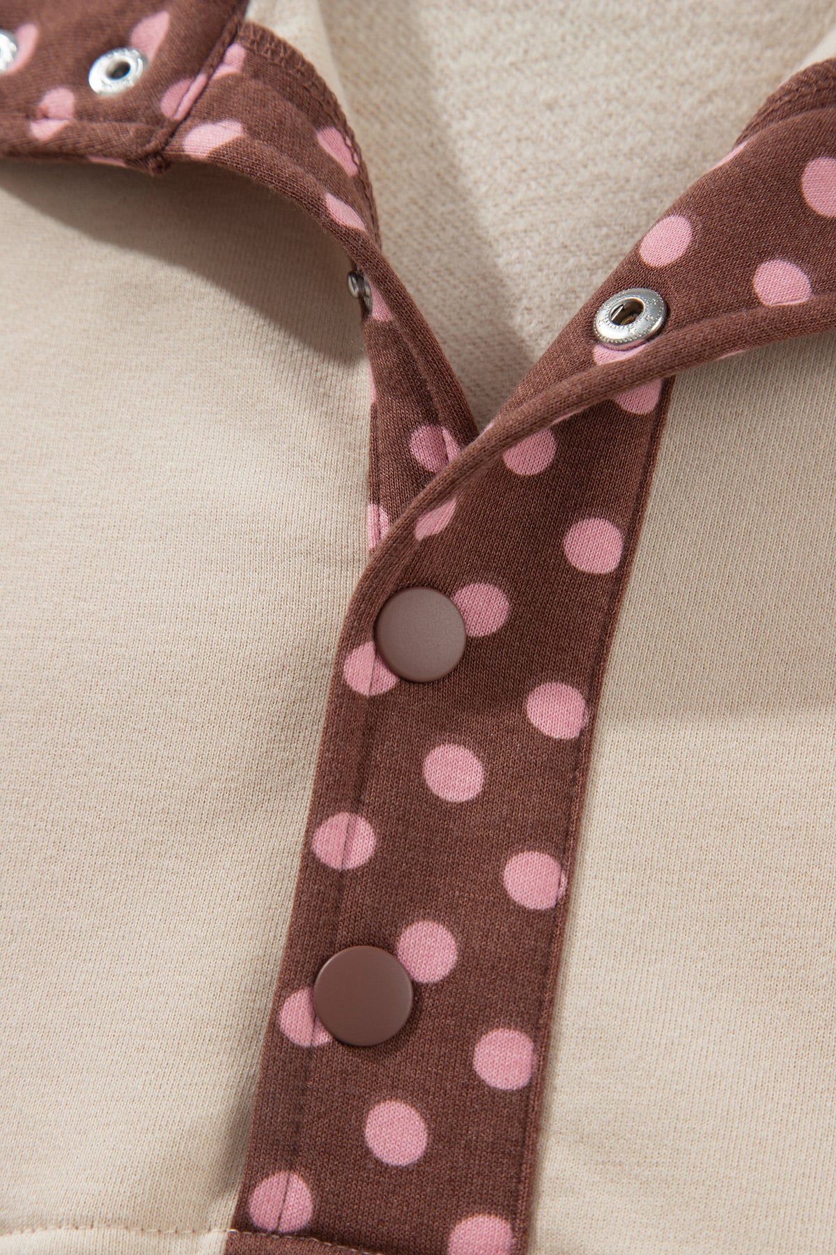 Polka Dot Contrast Baggy Pullover and Elastic Waist Shorts Set