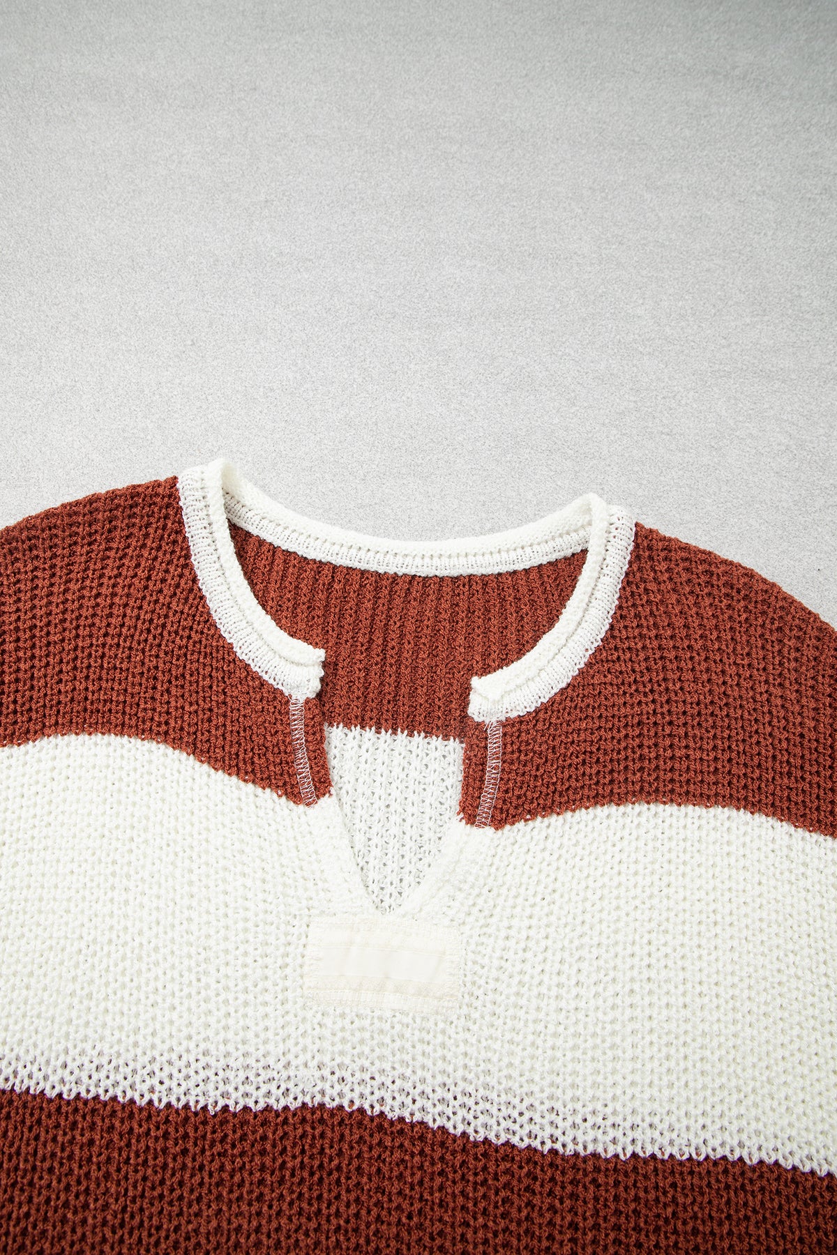 Stripe Striped Colorblock Knit V Neck Short Sleeve Loose Sweater