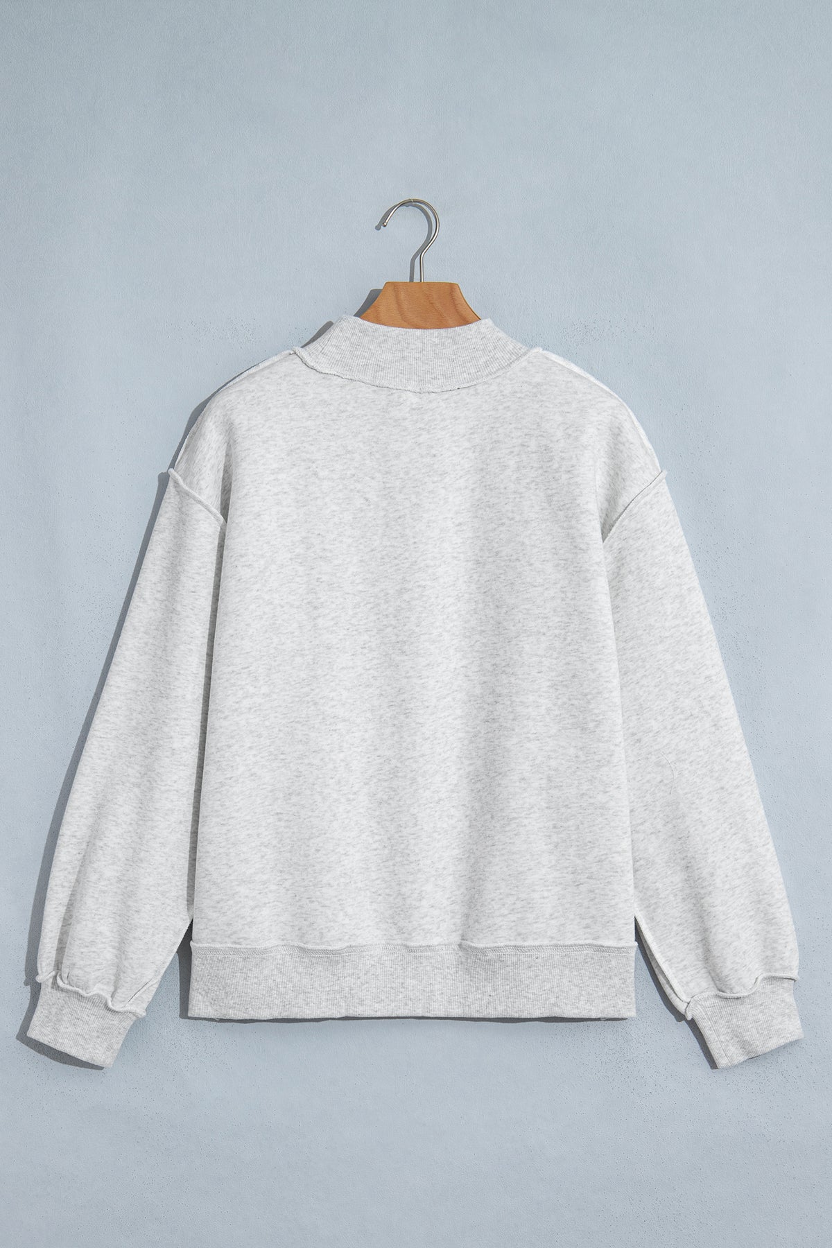 WWJD Mixed Pattern Embroidered Patch Graphic Mock Neck Sweatshirt