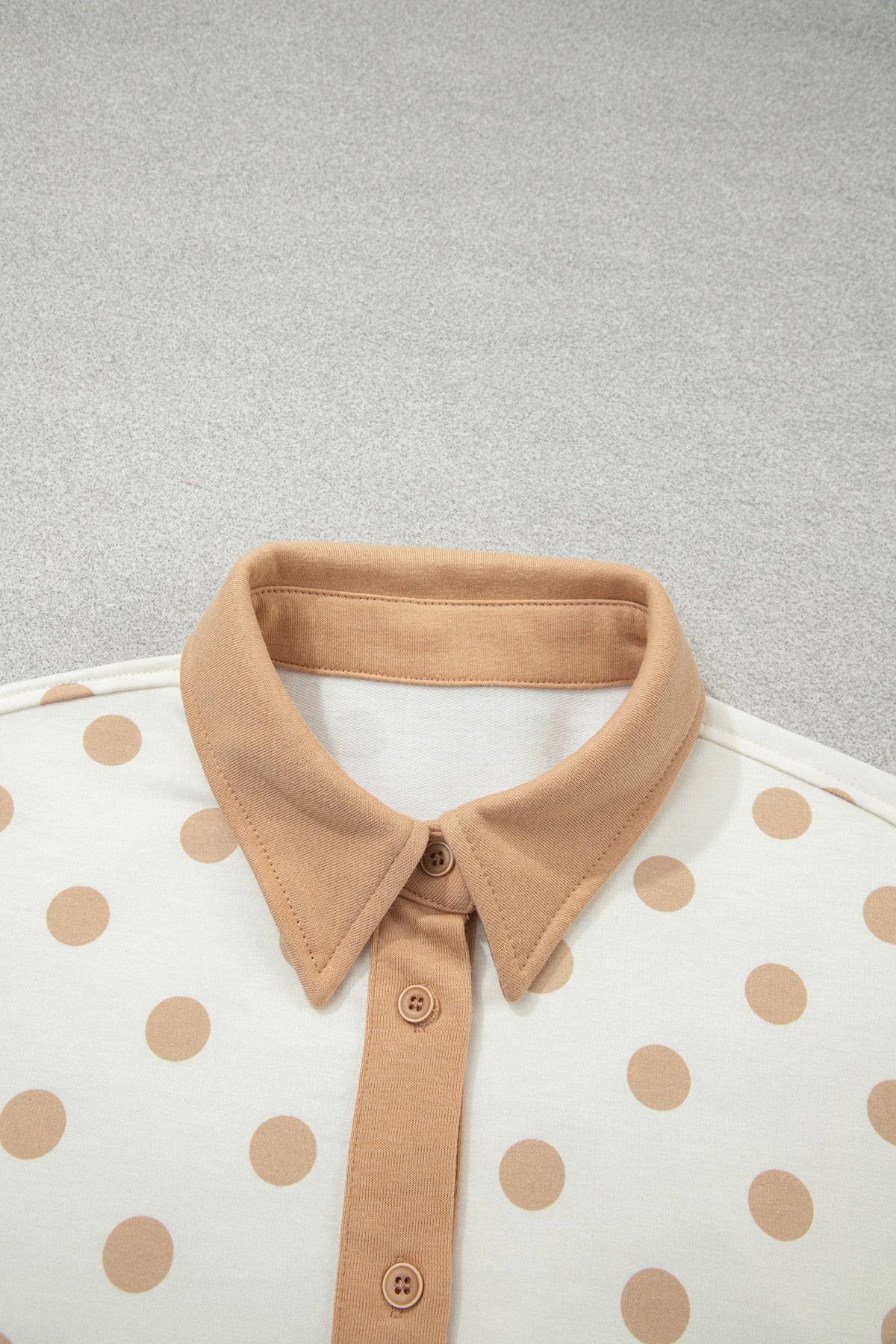 Polka Dot Drop Shoulder Polo Loose Pullover Patch Pocket Casual Shorts Set