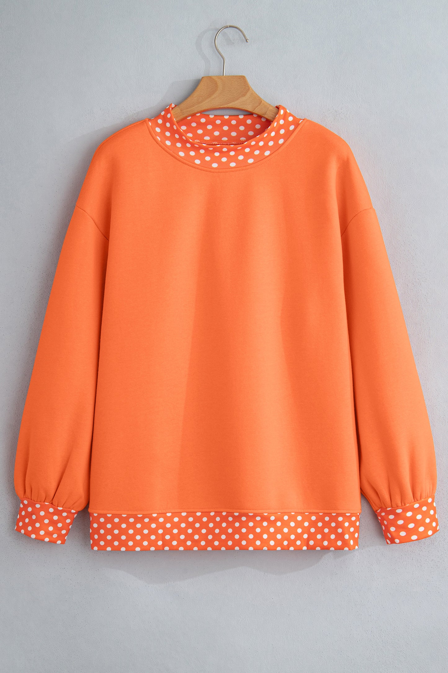 Pink Colorblock Polka Dot Contrast Trim Oversized Sweatshirt