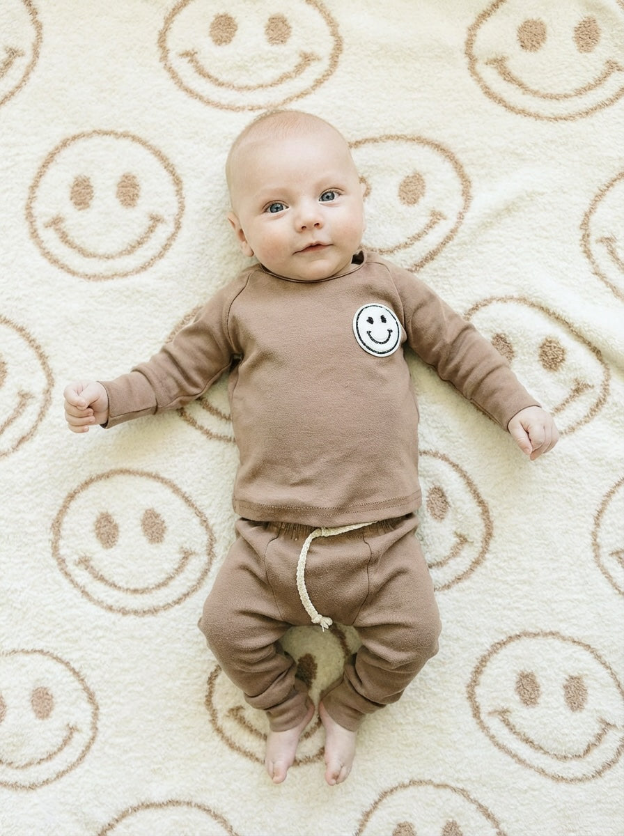 Smiley Plush Lovey | Latte